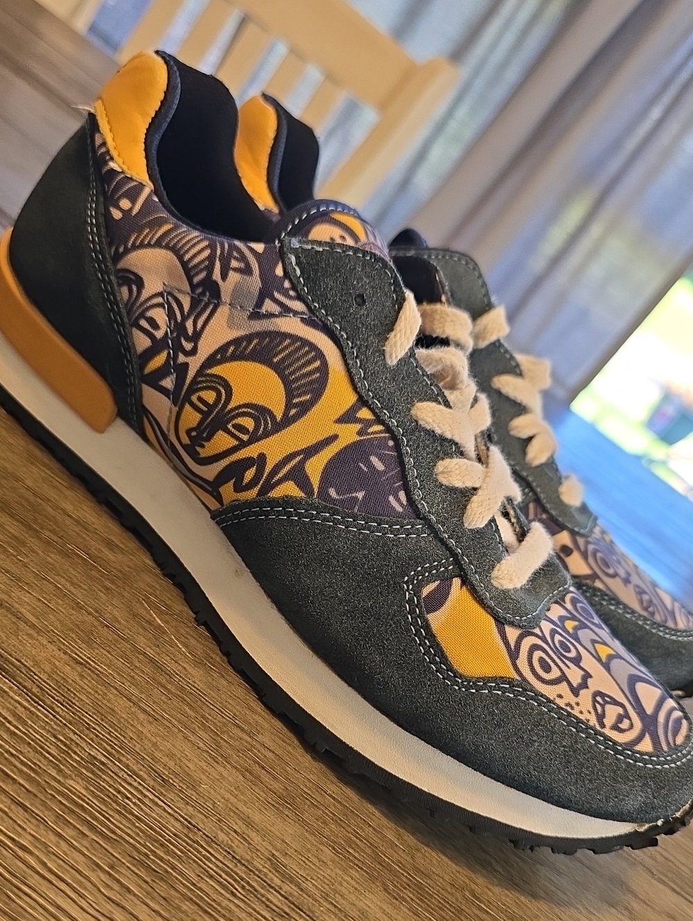 Inkkas Patterned Casual Sneakers in Yellow and Gray
